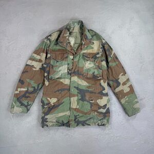 Vintage 1984 U.S. Military Cold Weather Field Coat Woodland Camo M65 Small